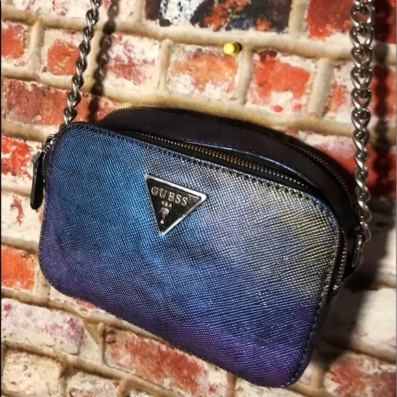 Guess Multi Colorful Metallic Leather Chained Crossbody Bag - Picture 3 of 16